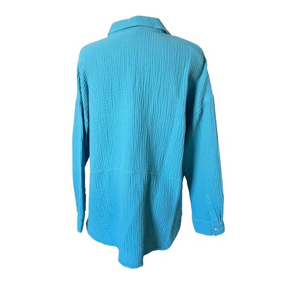 Lou & Grey Turquoise Long Sleeve Button Down Top Size XL X-Large - Picture 3 of 6